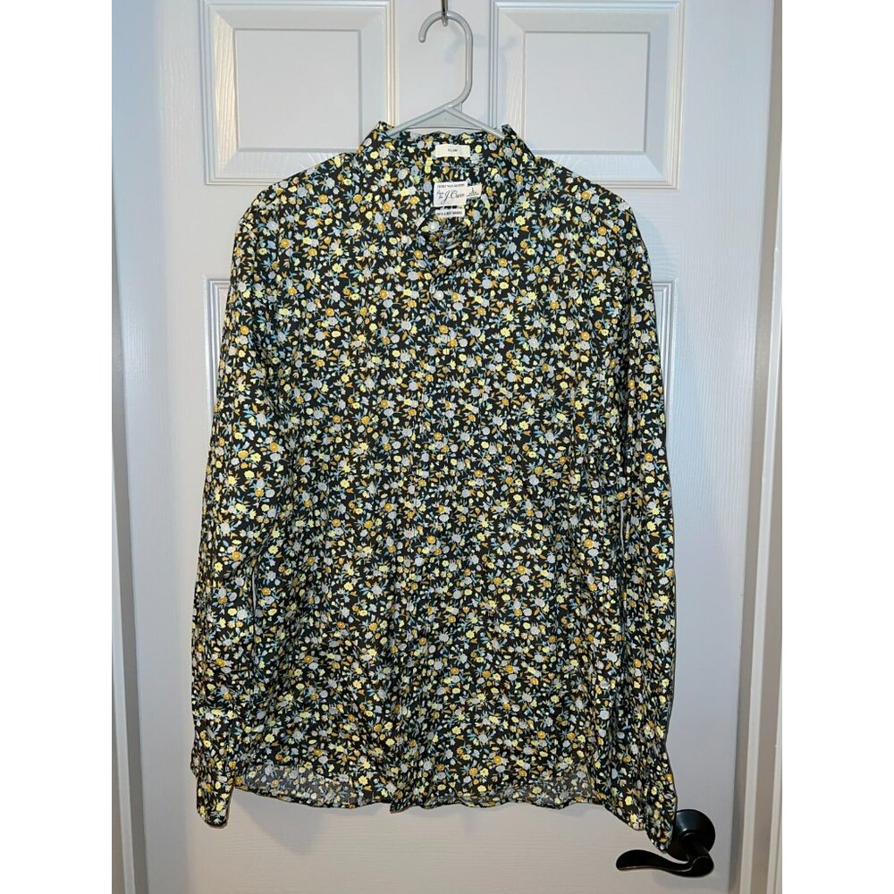 J.Crew‎ Slim Fit Floral Shirt L Secret Wash 100s Yarn Cotton Ditsy Black Top